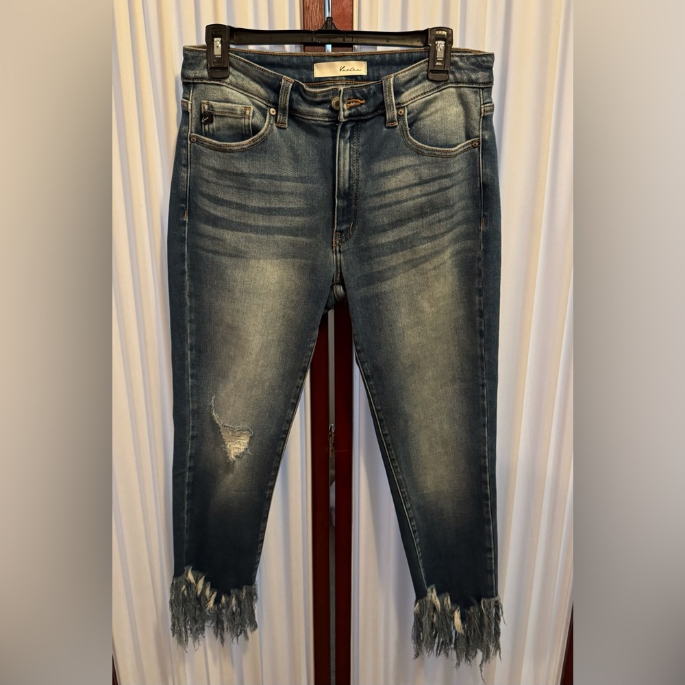 EUC Kancan Distressed Jeans with Frayed Bottom Size 11/29
